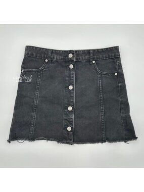 Blank Paige Black Button Front Denim Mini Skirt Size Medium